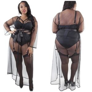 Gabi Fresh | Women's Black Betty Sheer Tulle Maxi Length Robe (US Size 14)